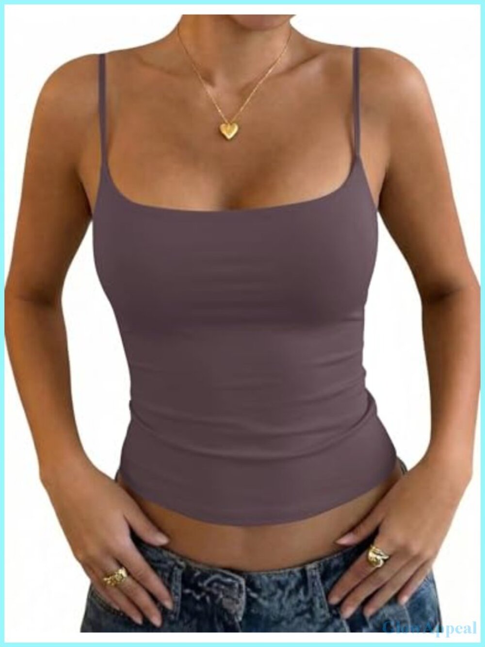 Padded Cami Top Square Neck Double Lined Slim Fit Slimming Layering Tank